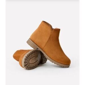 FabKids Brown Faux Suede Side Zip Ankle Booties - Size 1